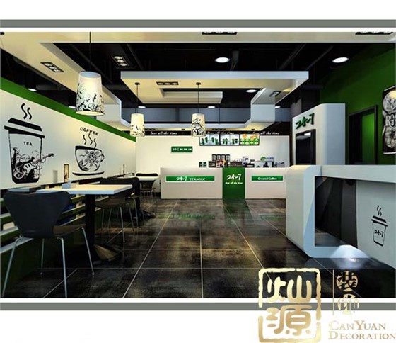 奶茶店装修实景图