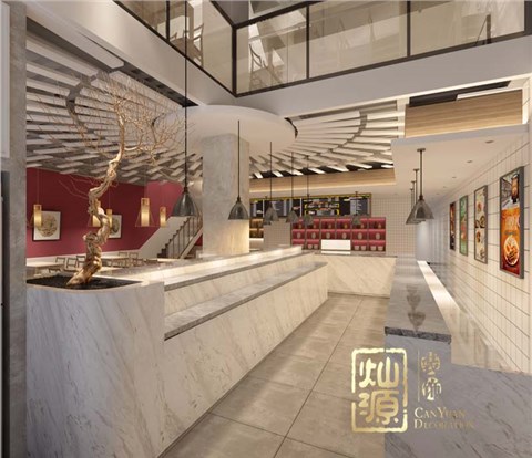 家餐新中式自助简餐厅装修-灿源装饰