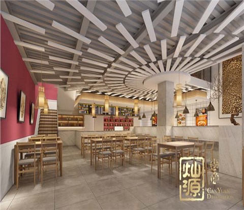 家餐新中式自助简餐厅装修-灿源装饰