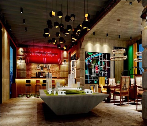 “暗夜里绽放的热情玫瑰”——神秘优雅的法式工业风南宁售楼部设计装修案例